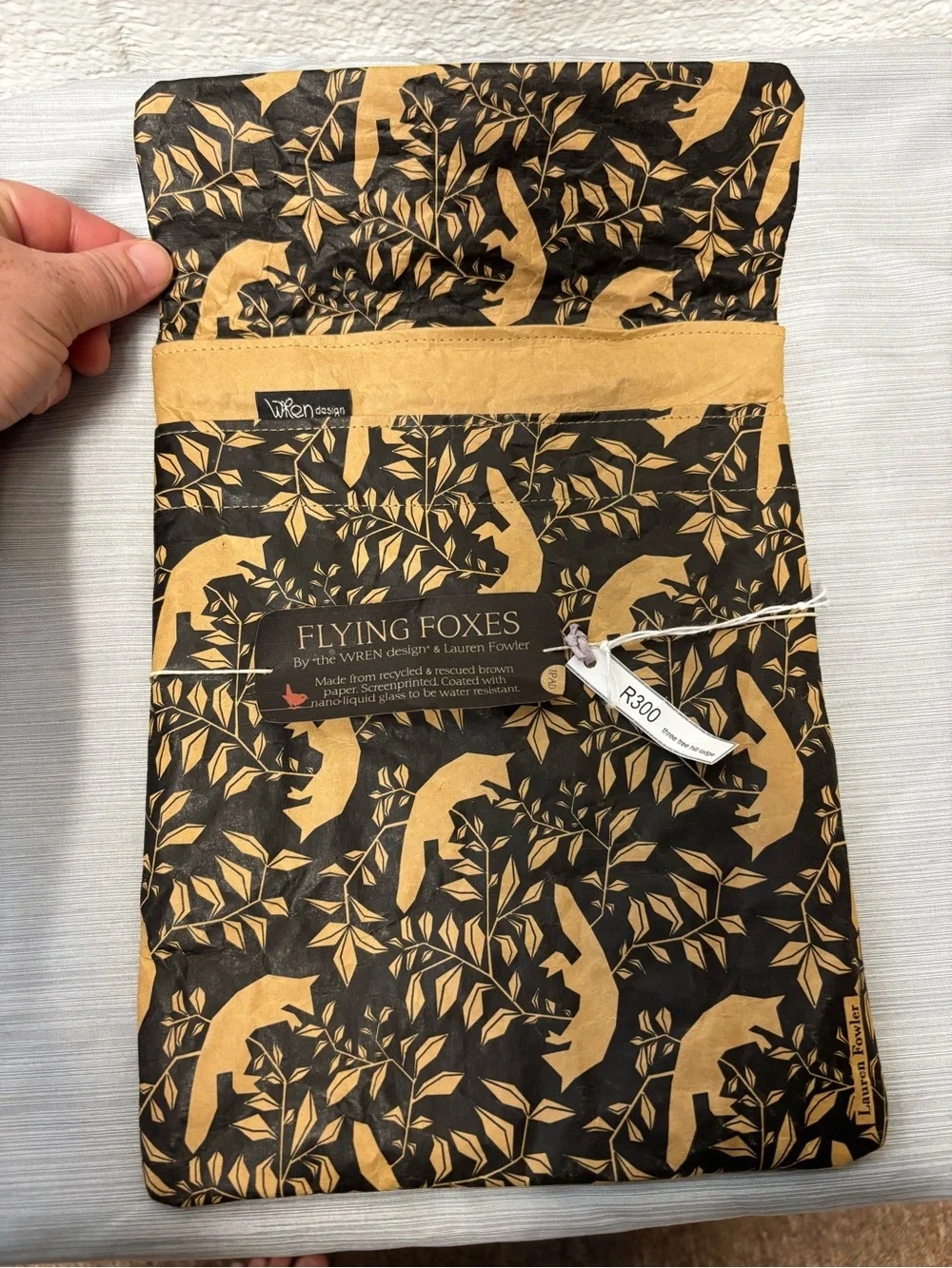 WREN Flying Fox Lauren Fowler iPad Sleeve Brown Black Fox Botanical Vintage NWT